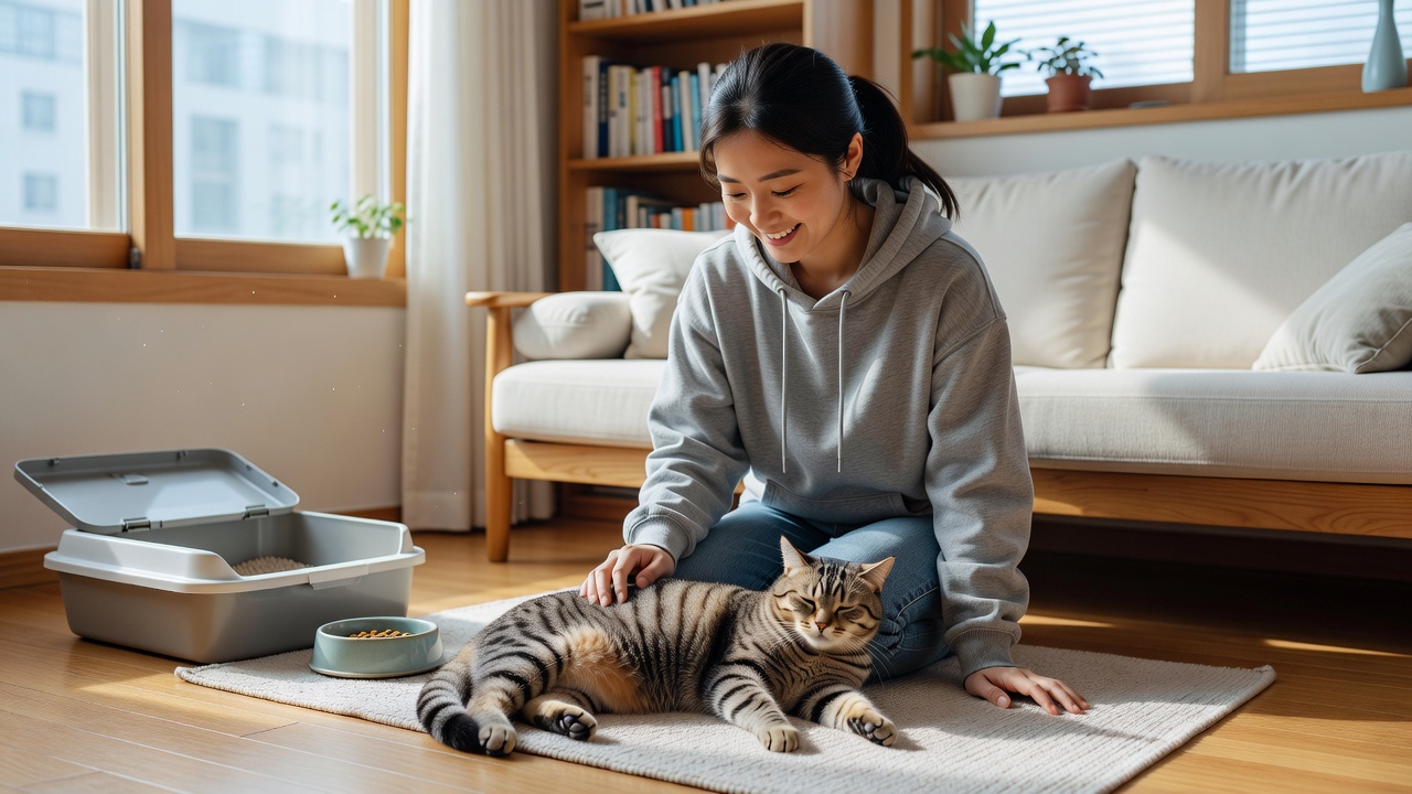 방문돌봄으로 집에서 케어 받는 고양이