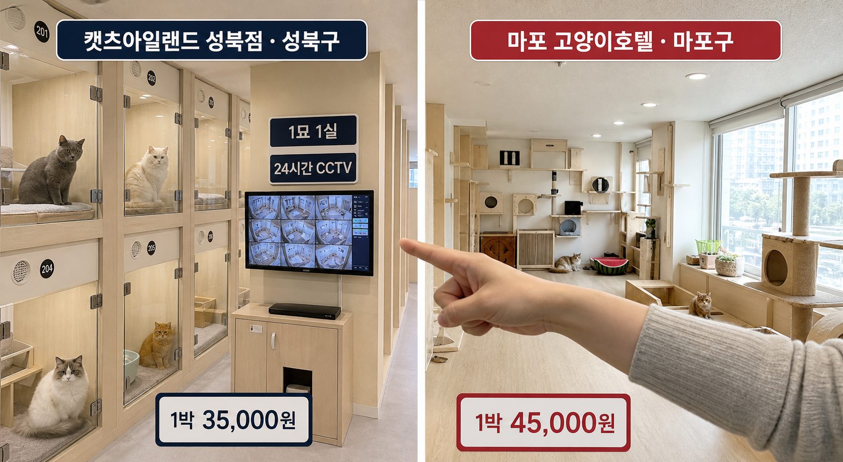 성북구고양이호텔과 마포고양이호텔 비교