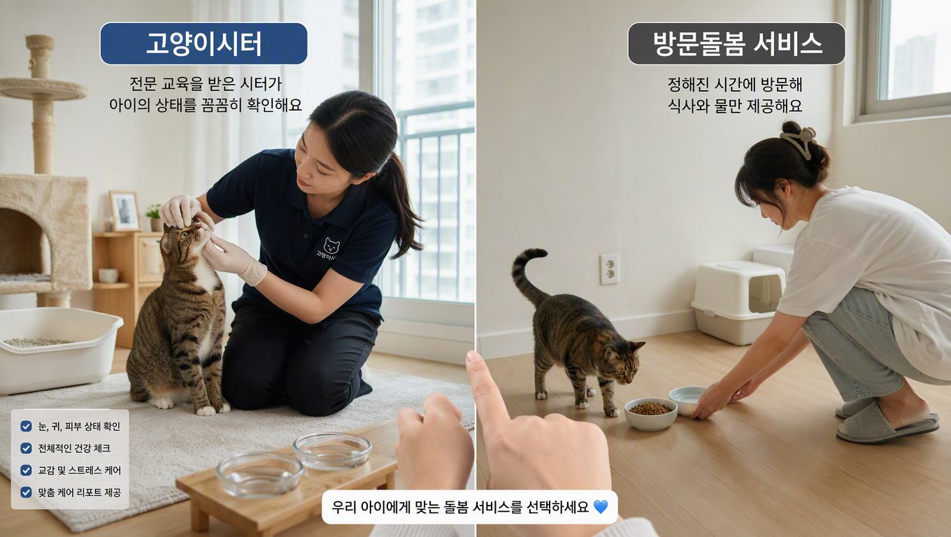 고양이시터와 방문돌봄 서비스의 차이점은 무엇인가요