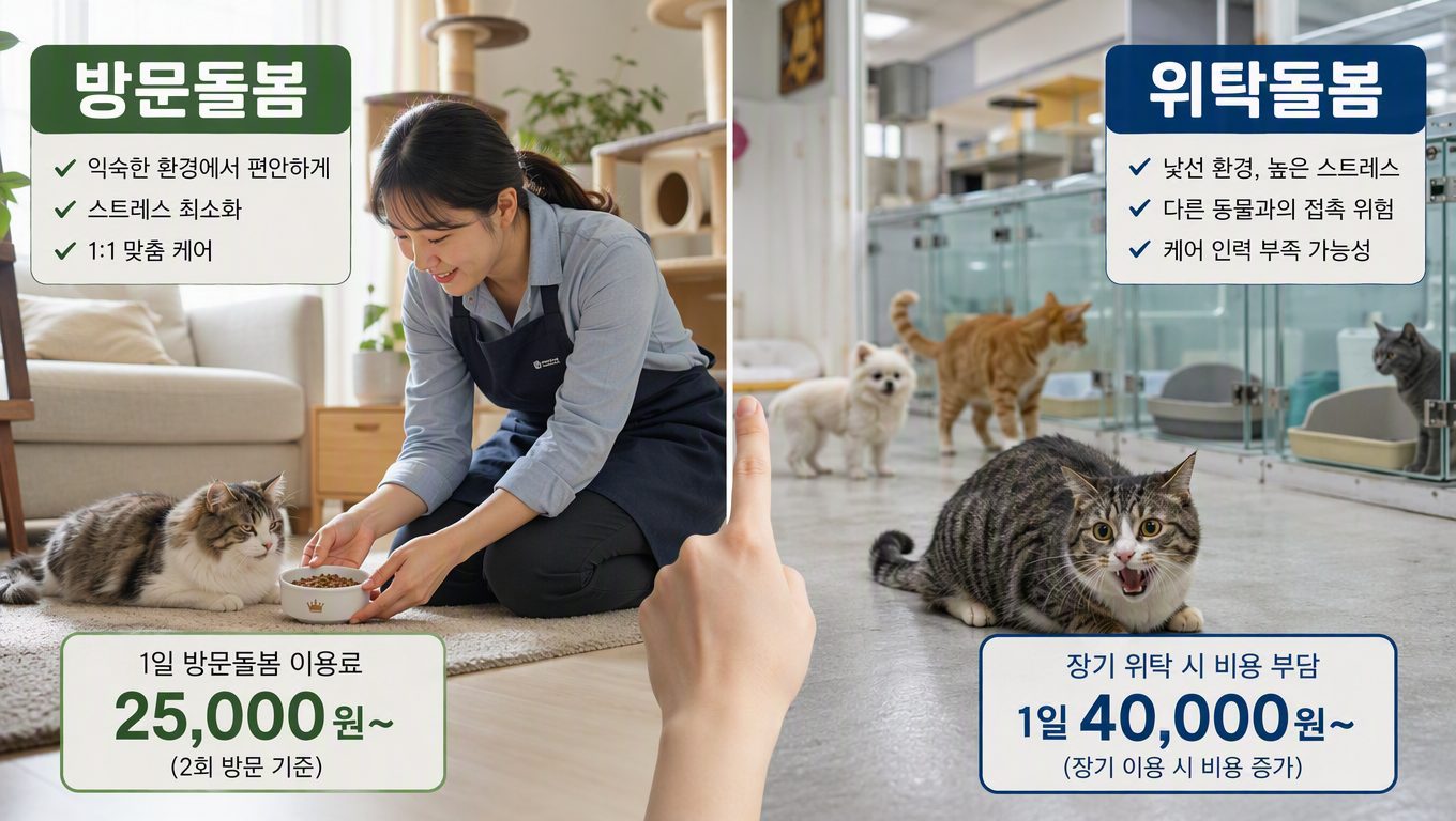고양이돌봄 방문돌봄과 위탁돌봄의 비용·스트레스 비교