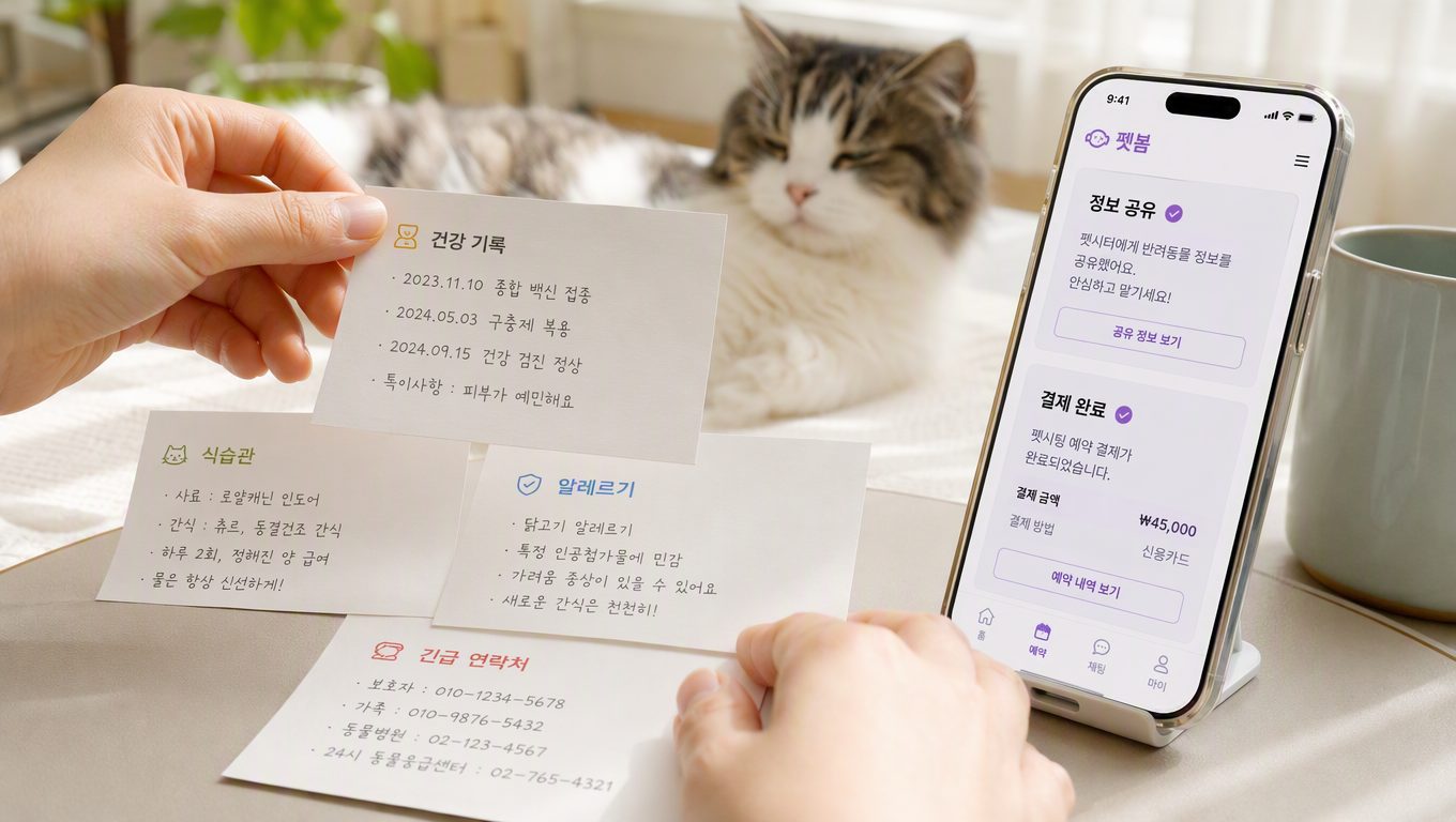 고양이시터 예약 후 정보 공유와 결제 방법