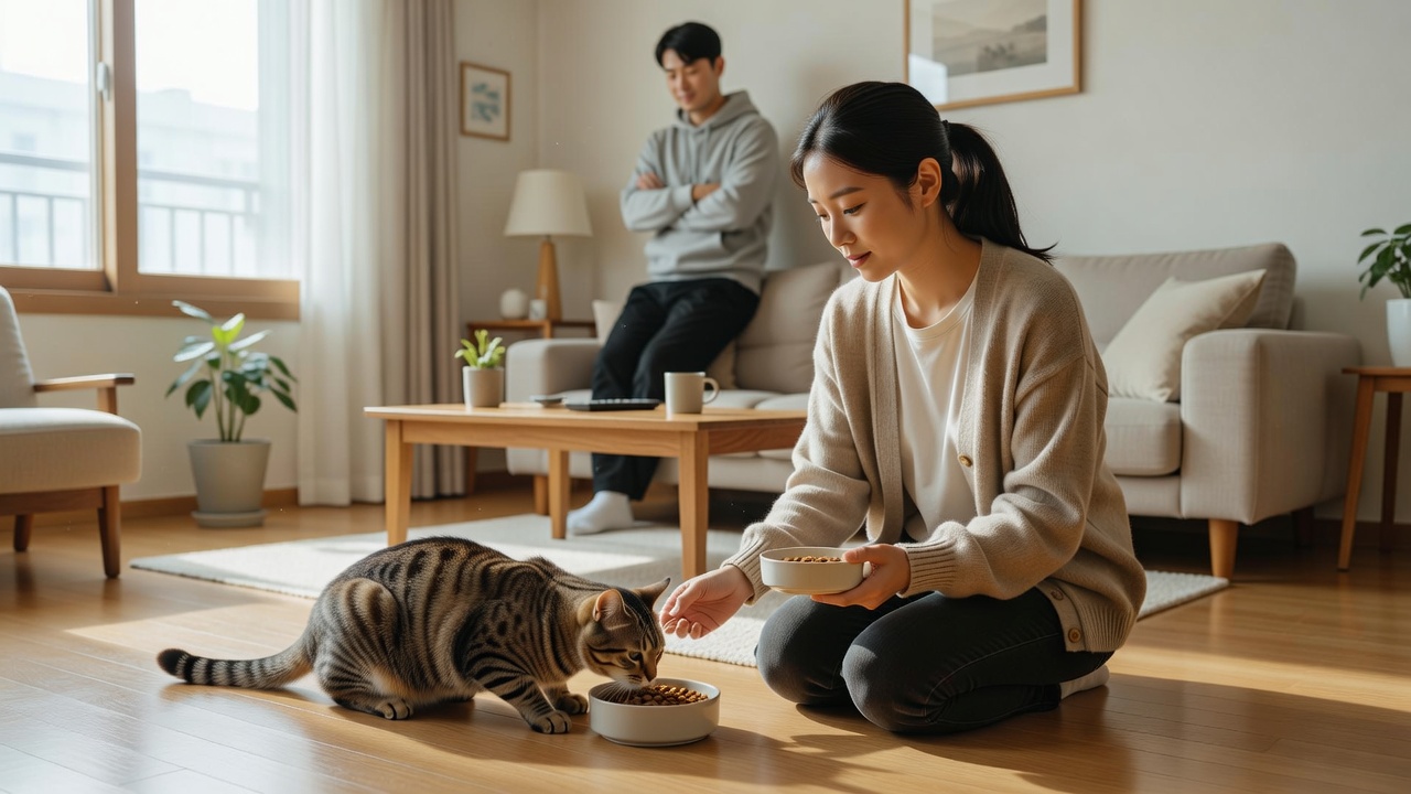 고양이방문탁묘 서비스 이용 단계와 방문 돌봄 장면