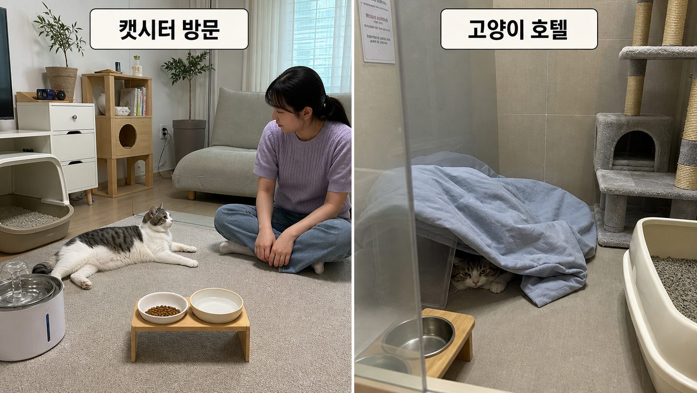 캣시터 방문 시 고양이의 반응과 장기 돌봄 선택