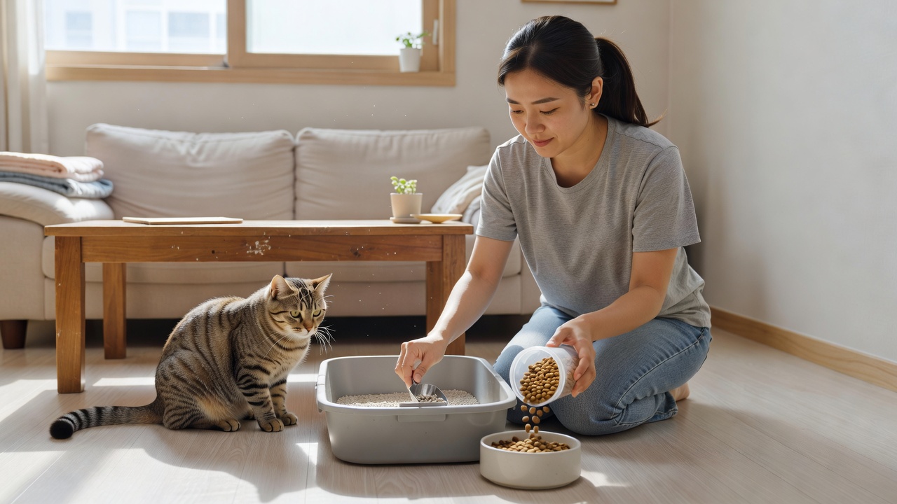 탁묘 라이트 플랜으로 기본 돌봄을 받는 고양이